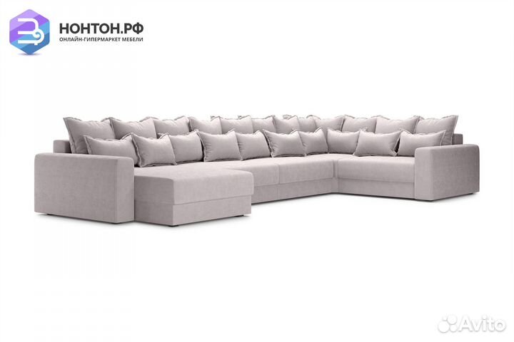 Диван п-образный тик-так Омега бежевый