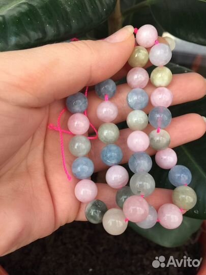 Бусины для рукоделия натуральный Морганит и Кунцит