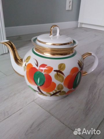 Чайник Купеческий 3л Новый, фарфор позолота