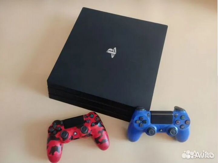 PS4 Pro 1Tb+2 джоя+65 игр