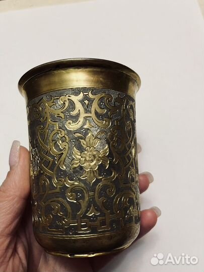 Стакан серебряный с позолотой