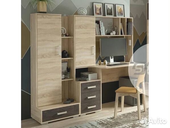 Стол компьютерный с надстройкой + шкаф пенал Юниор