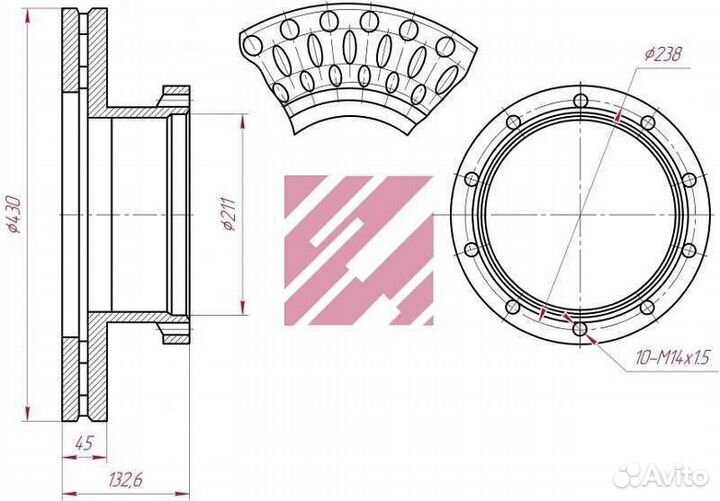 Диск тормозной Мерседес 430/211x45/132.5