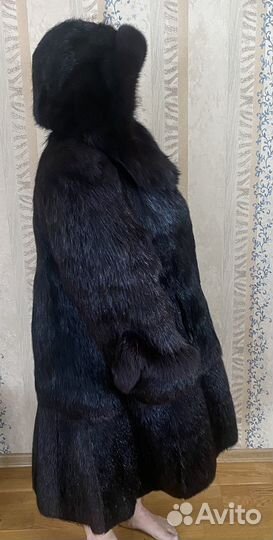 Шуба нутрия отделка песец