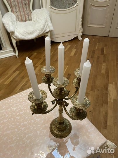 Старинный подсвечник латунь на 5 свечей