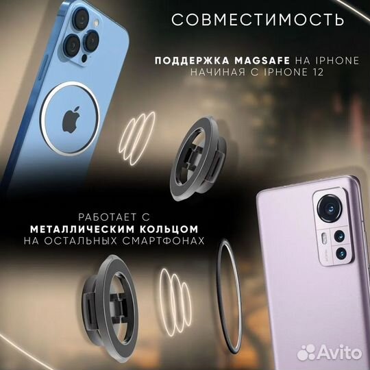 Автодержатель Магнитный iPhone/Samsung MagSafe