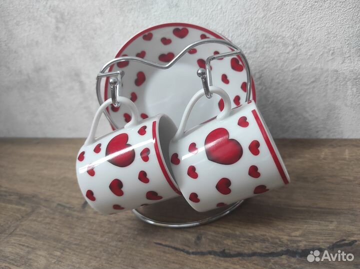 Фарфоровые кофейные пары на подставке