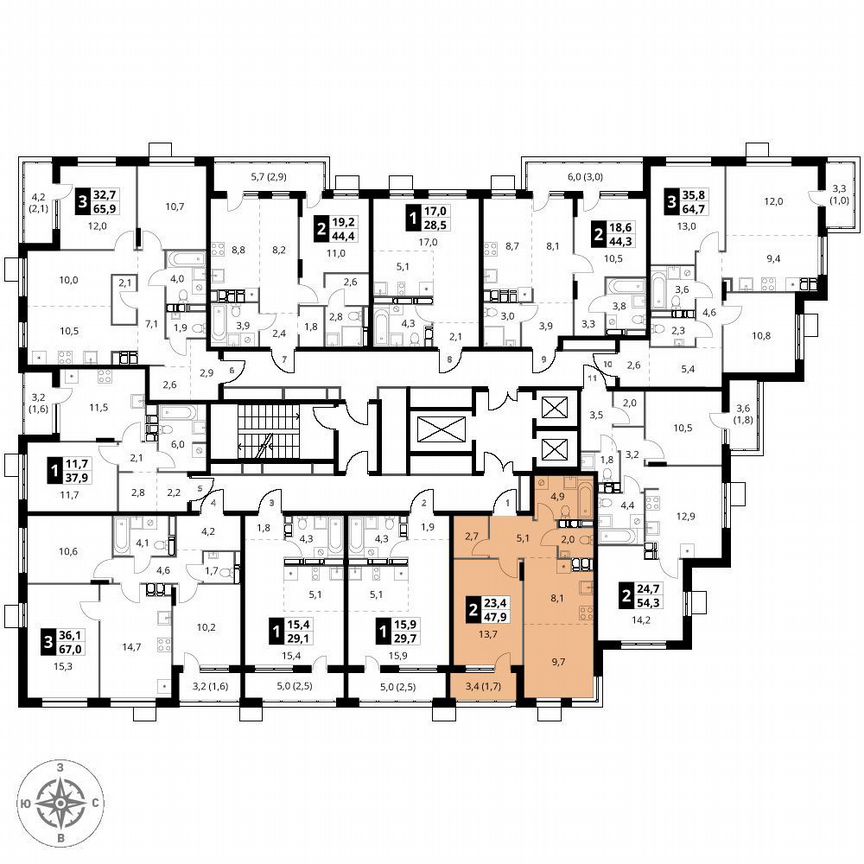 1-к. квартира, 47,9 м², 23/25 эт.