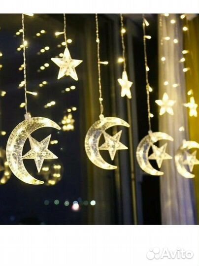 Гирлянда луна и звезды