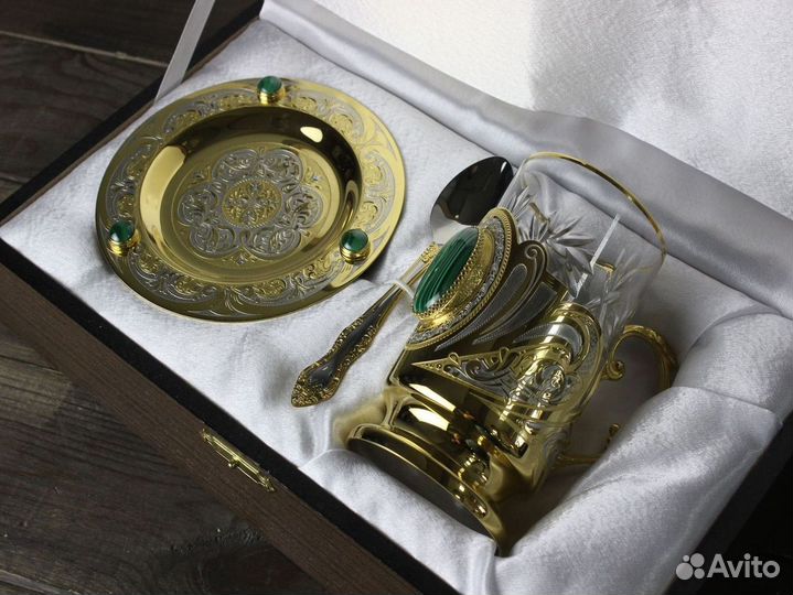 Чайный набор с малахитом