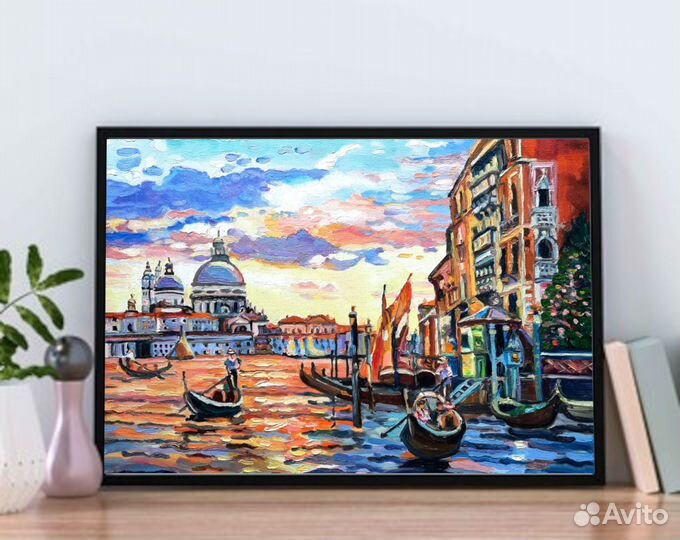 Картина маслом Вечерняя Венеция холст 30см на40см