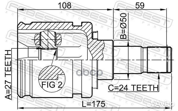 ШРУС внутренний левый 27x50x24 febest 0111-ACV3