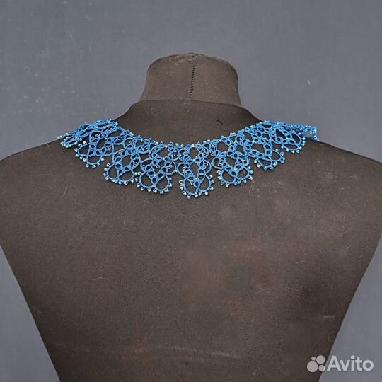 Воротник в технике фриволите 