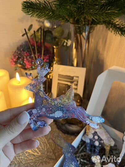 Набор новогодних игрушек из эпоксидной смолы