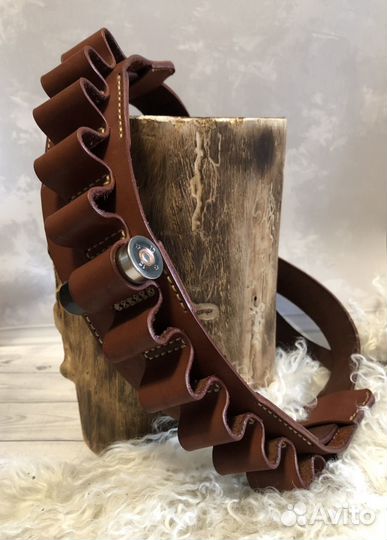 Патронташ 12 калибр на ремень, кожа