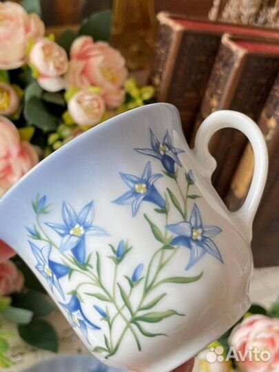 Винтажная чайно-кофейное трио с колокольчиками