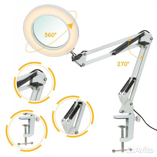 Лампа лупа настольная