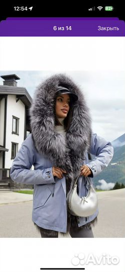 Парка с натуральным мехом чернобурки