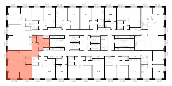 2-к. квартира, 74,5 м², 29/33 эт.