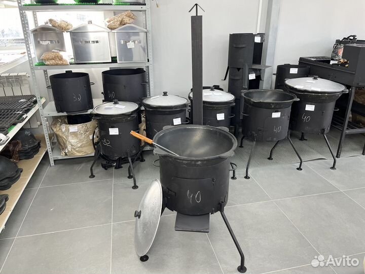 Казан чугунный 16 литров и печь