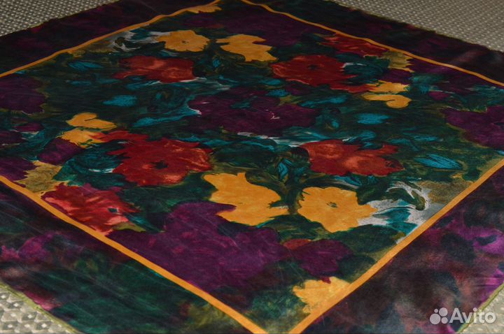 Винтажный шелковый платок Палитра красок 1970е