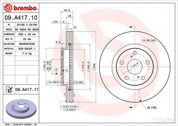 Диск тормозной UV Coated перед