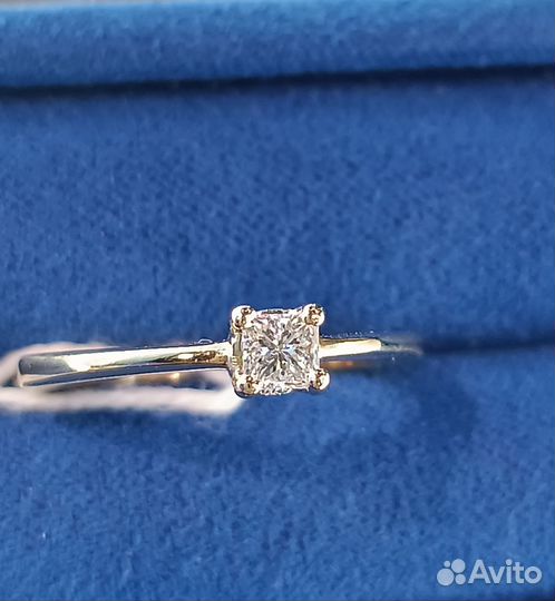 Золотое кольцо 750 брилл-т 0.23Ct Принцесса р 16.5