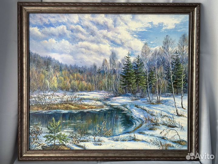 Картина маслом на холсте «Весенние проталины»