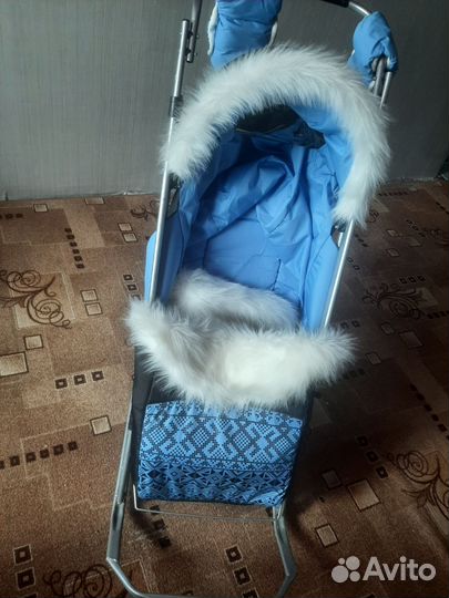 Детские санки коляска с колесами