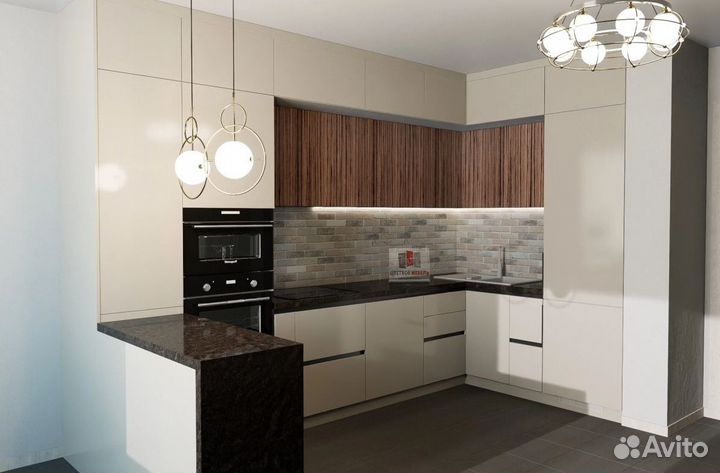 Кухня с крашенными фасадами артикул 67073