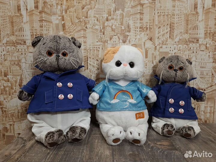 Большой Кот Басик в кепке, Басик в плаще 45см