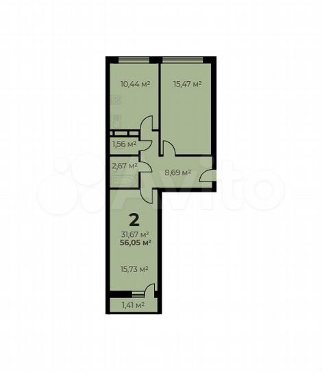 2-к. квартира, 56,1 м², 3/7 эт.