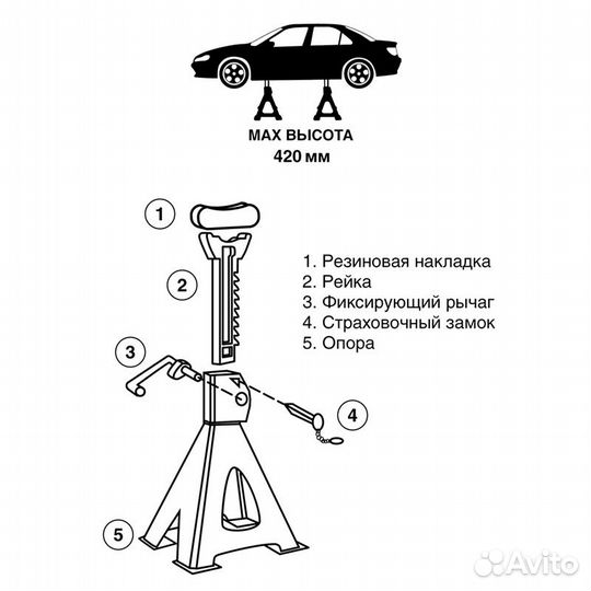 Подставка страховочная 2 т, 270-420 мм, 2 шт