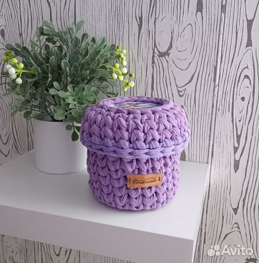 Вязаная корзинка/шкатулка