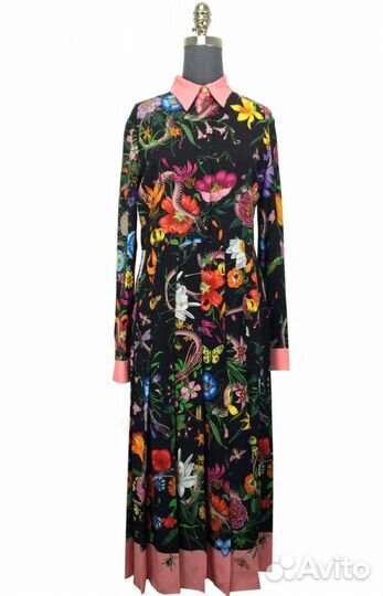 Платье Gucci Flora Snake Print Silk Dress Size M