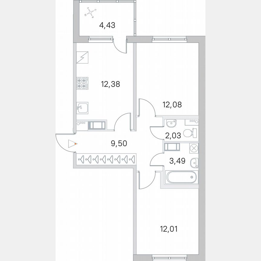 2-к. квартира, 53,7 м², 4/5 эт.