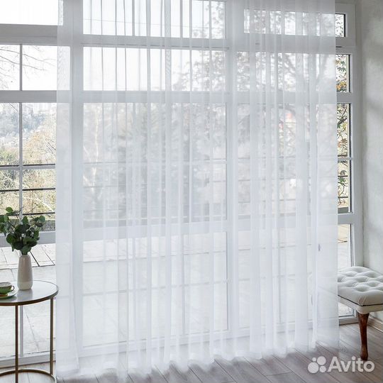 Тюль Вуаль белый готовый на окна пошив