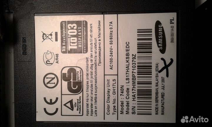 Рабочая материнская плата для монитора samsung