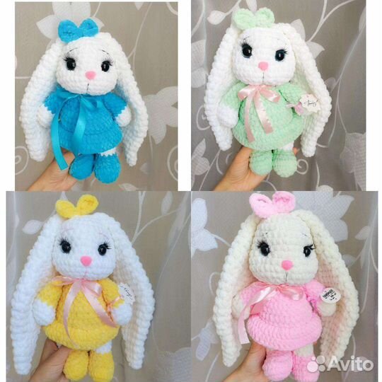 Вязаные плюшевые зайки
