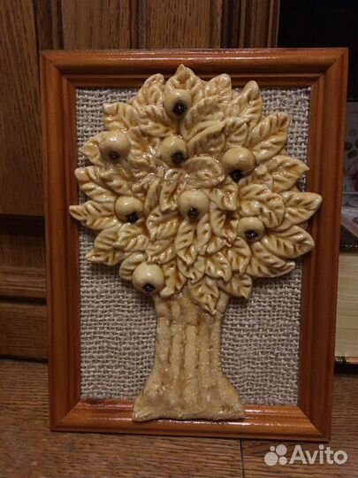 Картина из соленого теста, яблоня, символ любви