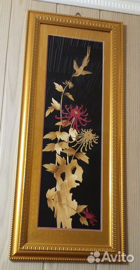 Картина - коллаж из соломы