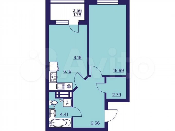 1-к. квартира, 50,4 м², 11/18 эт.