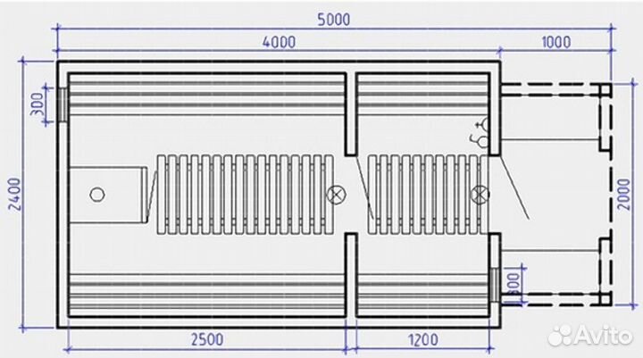 Баня бочка 4х2,4 С крыльцом