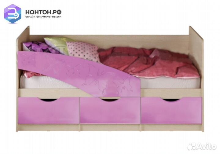 Кровать Бабочки сиреневый металлик