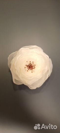 Брошь цветок из ткани, 10см, ручная работа