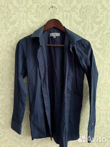 Синяя рубашка для мальчика 158-164