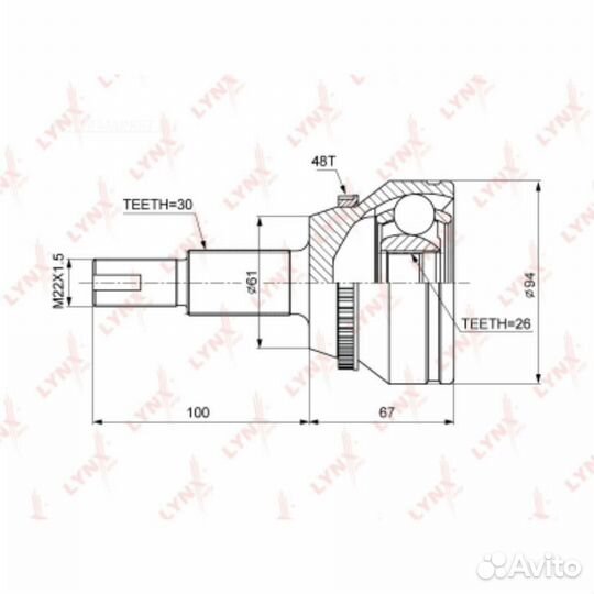 Lynxauto CO-3692A шрус наружный перед прав/лев