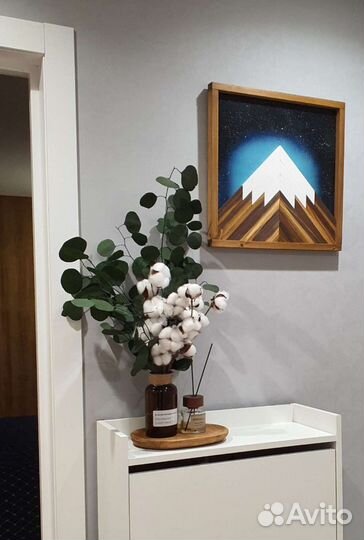 Поднос из ротанга в стиле Zara home,букет сухоцвет