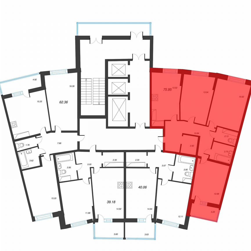 3-к. квартира, 77,6 м², 16/22 эт.