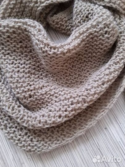 Шарф бактус вязаный бежевый